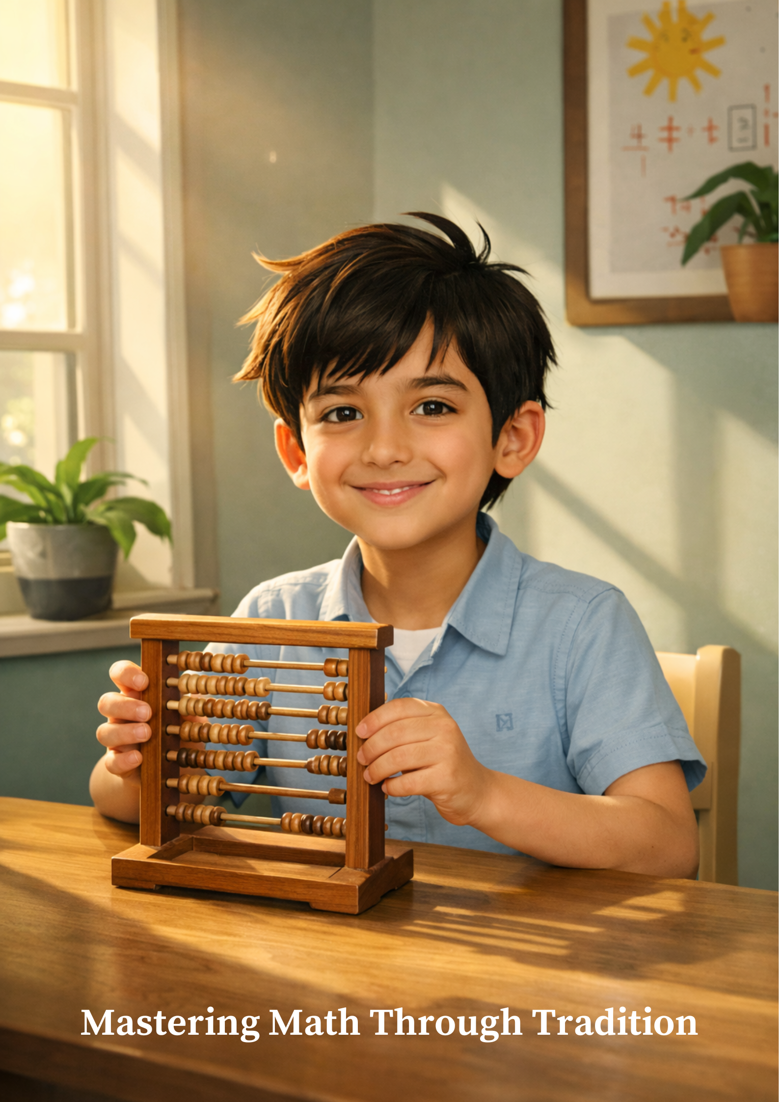 Indian student learning abacus